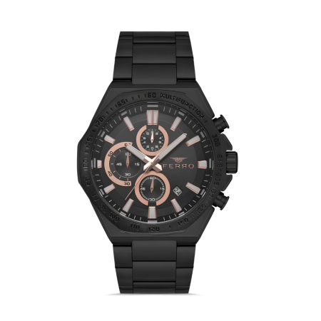 Ferro Siyah Çelik Kordon Erkek Kol Saati Fonksiyonlar Aktif 3 ATM Su Geçirmez TH-FM41110A-G - Tesbihane