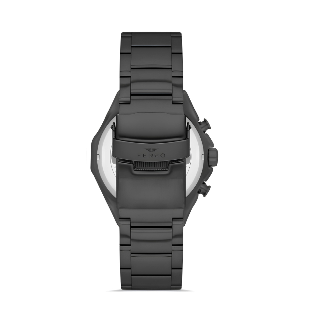 Ferro Siyah Çelik Kordon Erkek Kol Saati Fonksiyonlar Aktif 3 ATM Su Geçirmez TH-FM41110A-G - 2