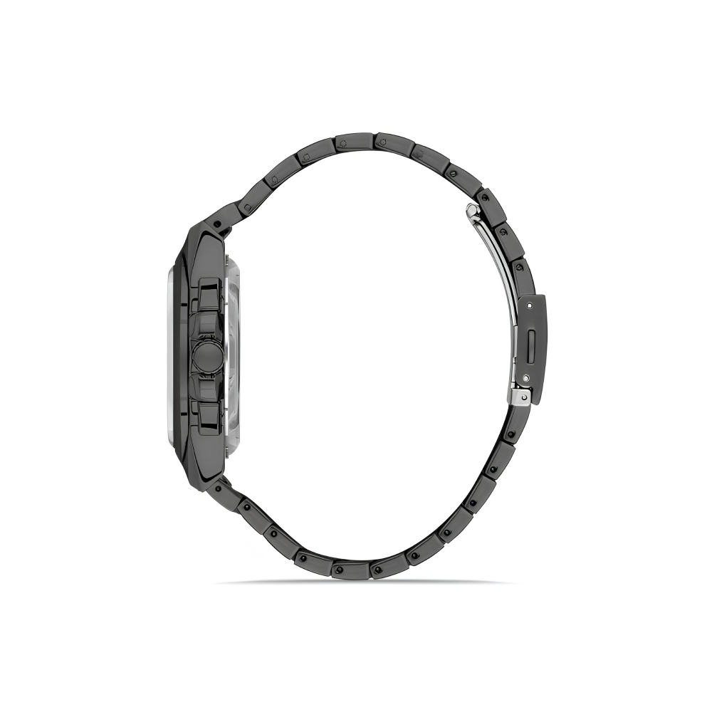 Ferro Siyah Çelik Kordon Erkek Kol Saati Fonksiyonları Aktif 3 ATM Su Geçirmez TH-FM11505A-V - 2