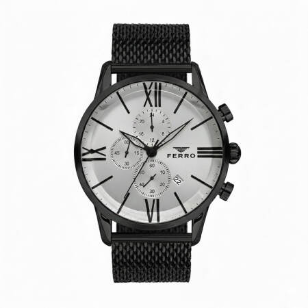 Ferro Siyah Hasır Kordon Erkek Kol Saati Fonksiyonları Aktif 3 ATM Su Geçirmez TH-FM3536C-G5 - Tesbihane