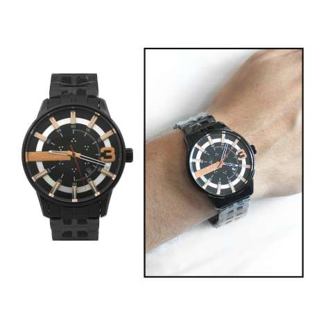 Ferro Siyah Renk Çelik Kordonlu Erkek Kol Saati TH-F11200A-G - Tesbihane