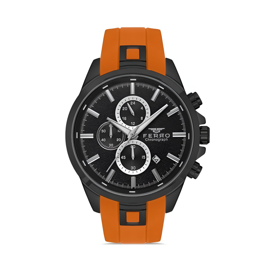 Ferro Turunucu Silikon Kordon Erkek Kol Saati Fonksiyonlar Aktif 3 ATM Su Geçirmez TH-FM31380DWT-ZL - 1