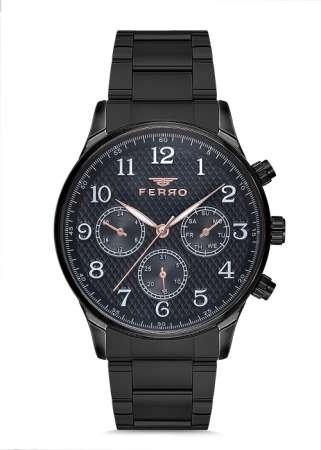 Ferro Siyah Çelik Kordon Erkek Kol Saati FM11036A-G FM11036A-G - FERRO