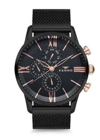 Ferro Siyah Hasır Kordon Erkek Kol Saati FM1536C-G FM1536C-G - FERRO