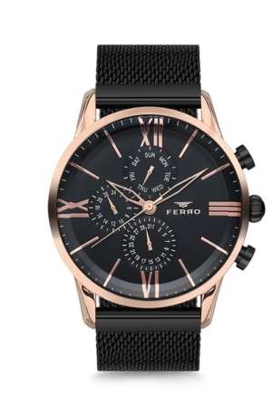 Ferro Siyah Hasır Kordon Erkek Kol Saati FM1536C-R FM1536C-R - FERRO