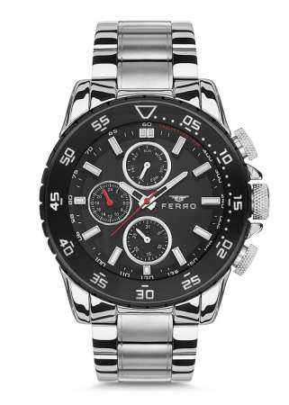 Ferro Siyah Çelik Kordon Erkek Kol Saati FM1542A-J FM1542A-J - FERRO