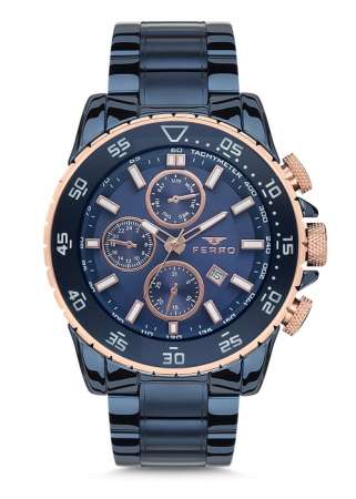 Ferro Lacivert Çelik Kordon Erkek Kol Saati FM1542A-T FM1542A-T - FERRO