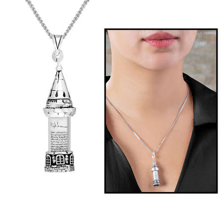 Galata Kulesi Tasarım 925 Ayar Gümüş Kadın Cevşen Kolye - Tesbihane