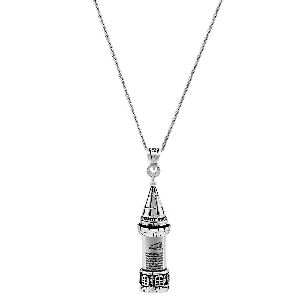 Galata Kulesi Tasarım 925 Ayar Gümüş Erkek Cevşen Kolye - 3