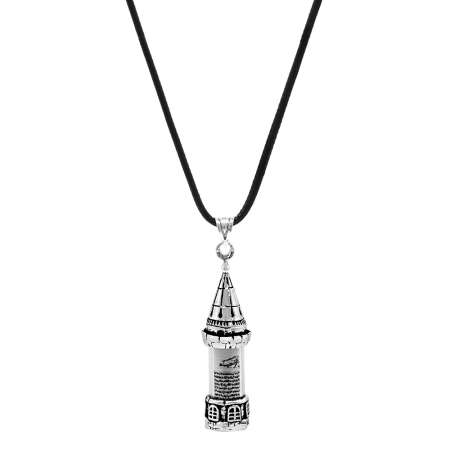 Galata Kulesi Tasarım Zarif İp Zincirli 925 Ayar Gümüş Kadın Cevşen Kolye - Tesbihane