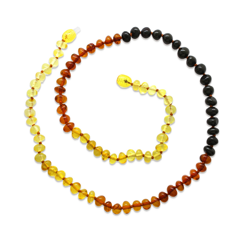 Gökkuşağı Renkli Doğal Damla Kehribar Taşlı Erkek Kolye - 2