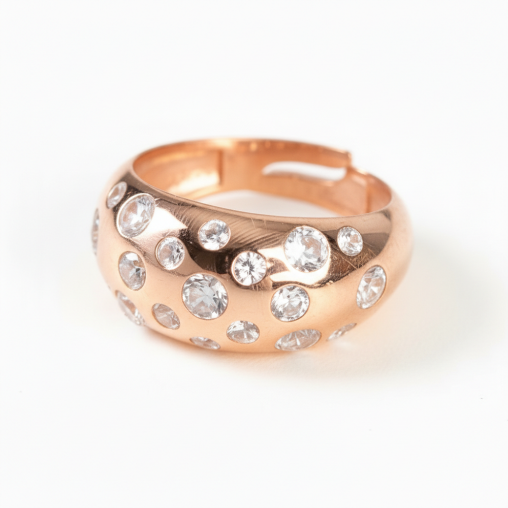 Gökyüzü Gezegenler Tasarım Rose Renk Ayarlanabilir Ölçü 925 Ayar Gümüş Kadın Yüzük - 4