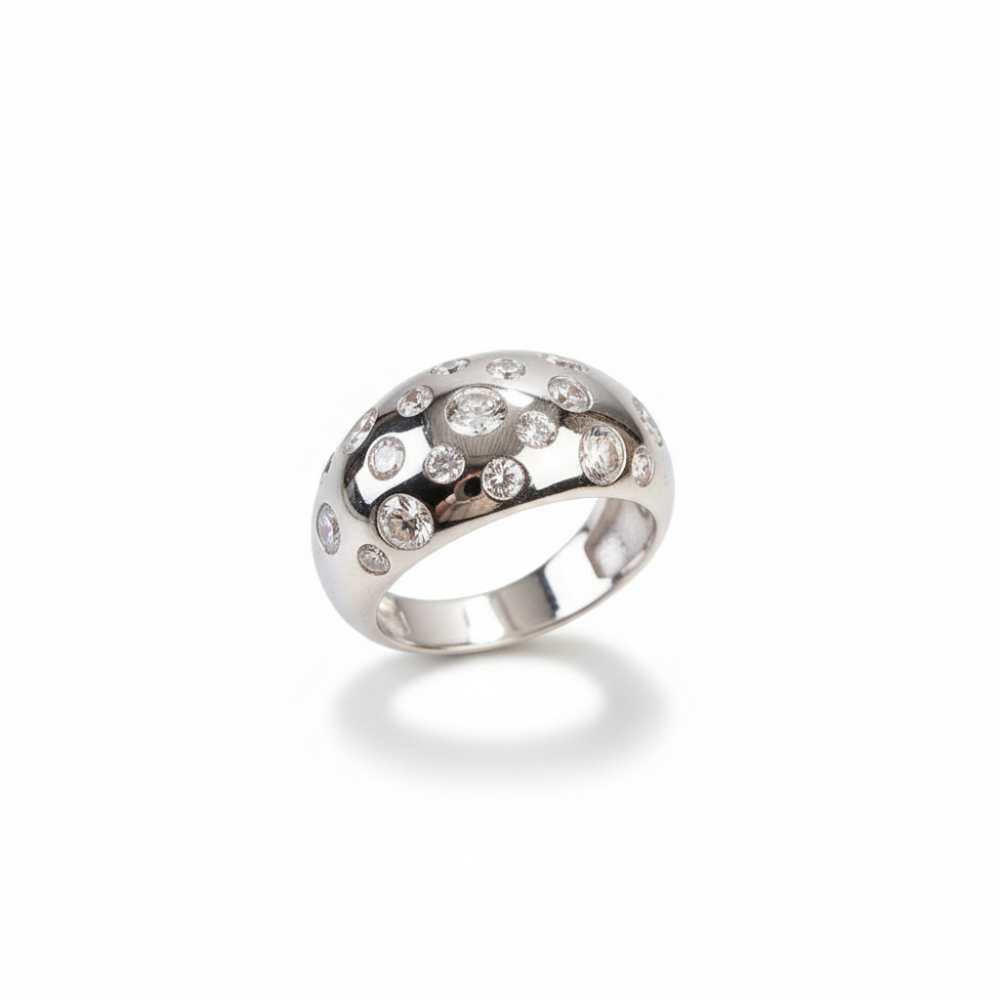 Gökyüzü Gezegenler Tasarım Gümüş Renk Ayarlanabilir Ölçü 925 Ayar Gümüş Kadın Yüzük - 4