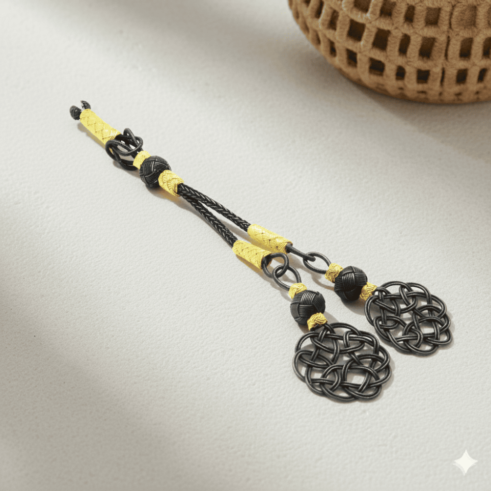 Oksitli Gri Renk 1000 Ayar Gümüş 2 li Kazaz Püskül - 1