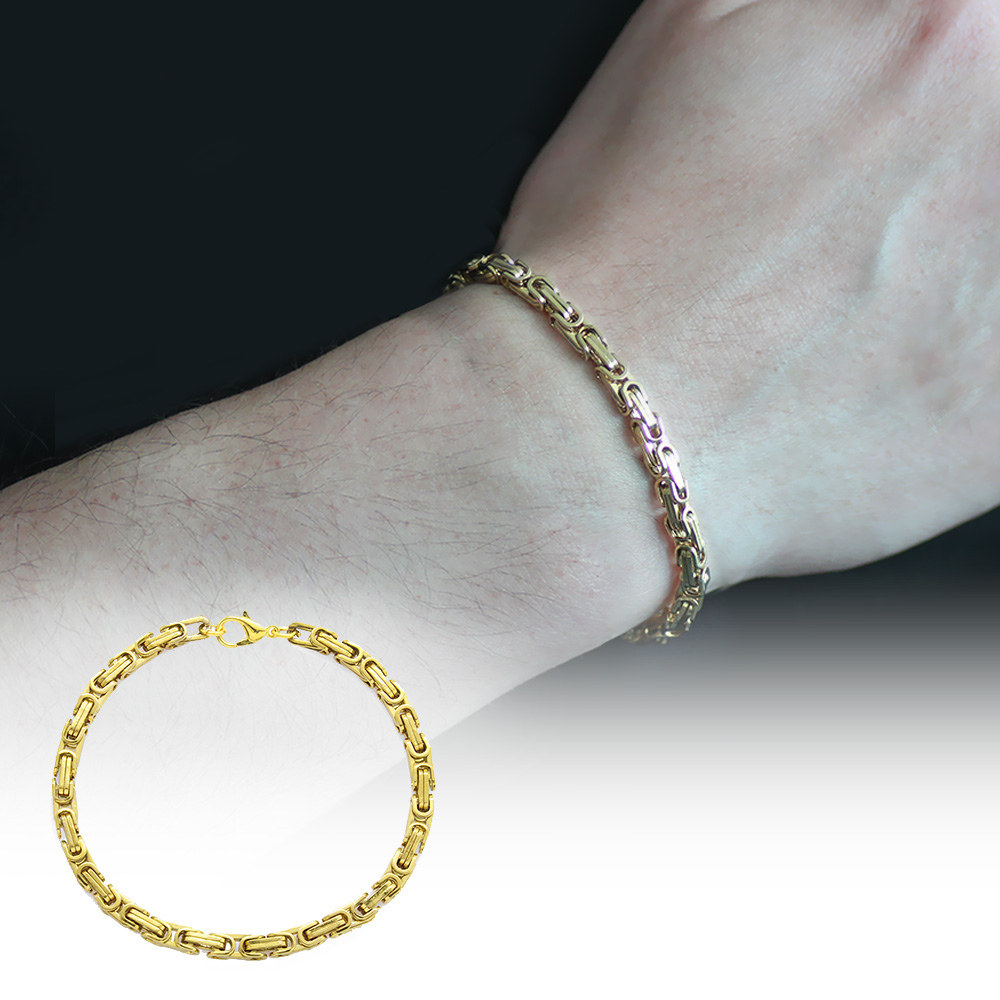 Altın Renk 917L Çelik Erkek Kral Bileklik - 3