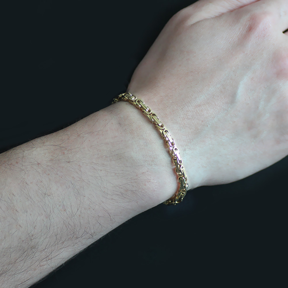 Altın Renk 917L Çelik Erkek Kral Bileklik - 4