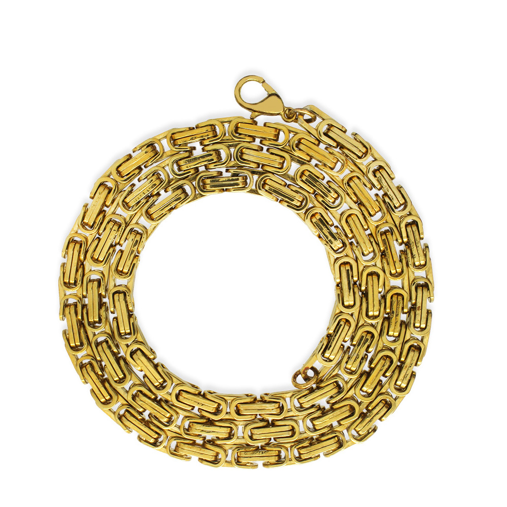 Altın Renk 917L Çelik Erkek Kral Zincir Kolye - 2