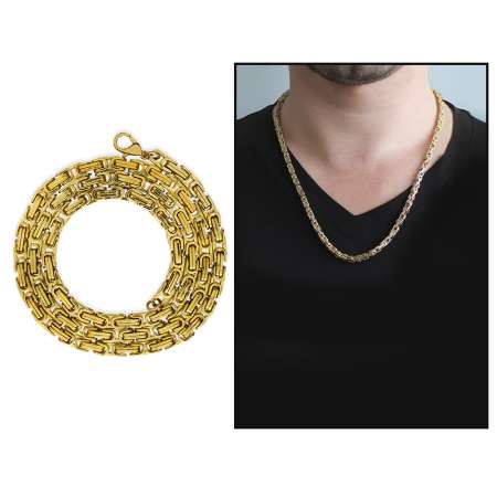 Altın Renk 917L Çelik Erkek Kral Zincir Kolye - Tesbihane