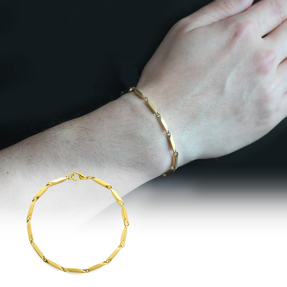 Altın Renk 917L Çelik Singapur Bileklik - 1