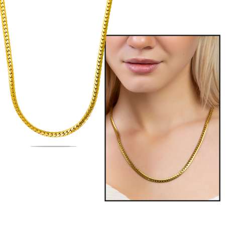 Altın Renk Dar Çelik Kadın Snake Zincir Kolye - Tesbihane