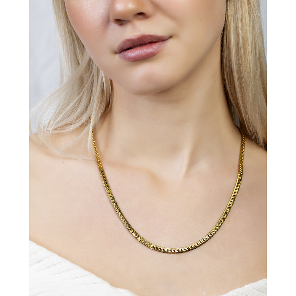 Kadın Çelik Zincir - Snake Model - Altın Renk - 45 cm Uzunluk - 2,7 mm Genişlik - 3