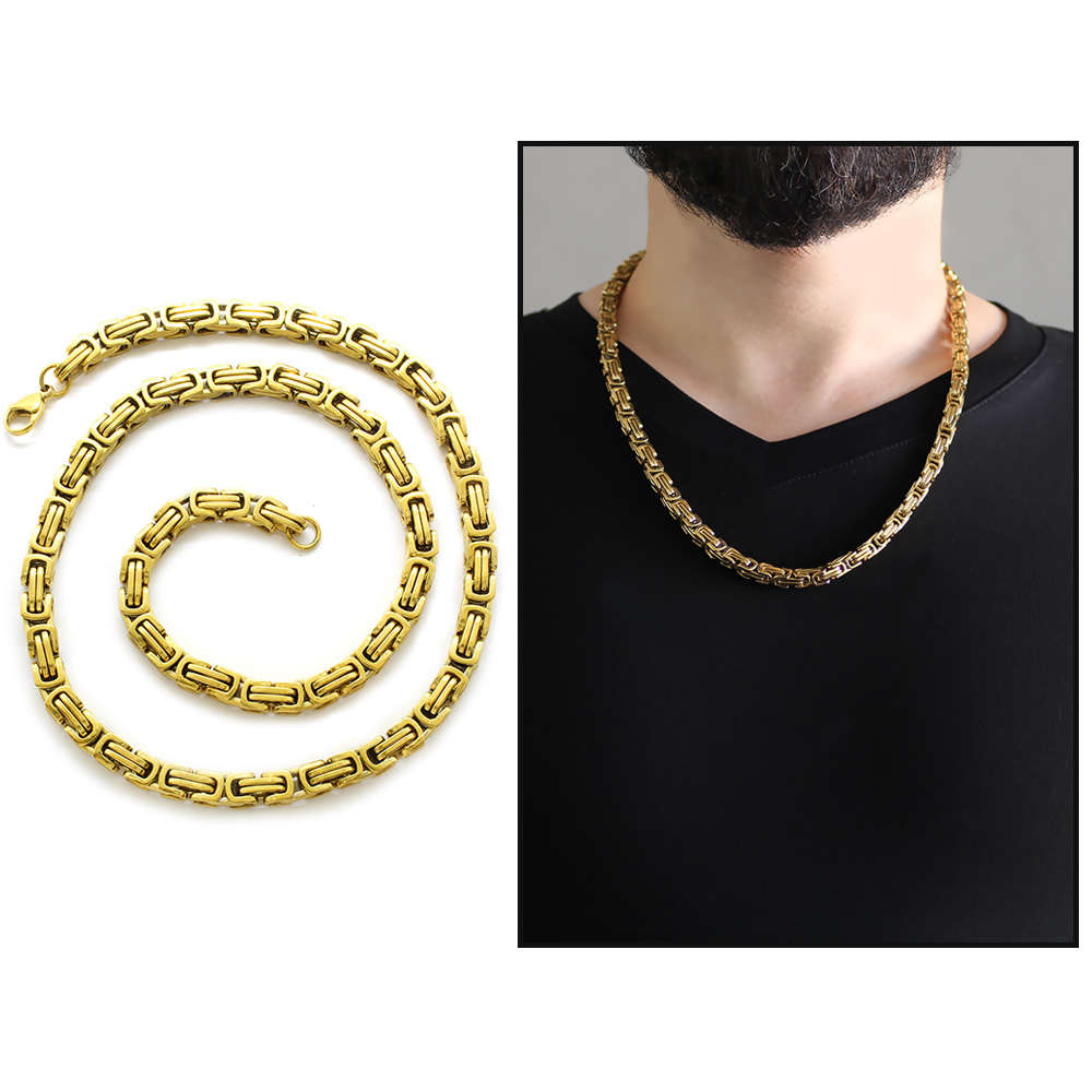 Gold Renk Ekstra Kalın Model 60 cm 317L Çelik Kral Zincir Kolye - 1