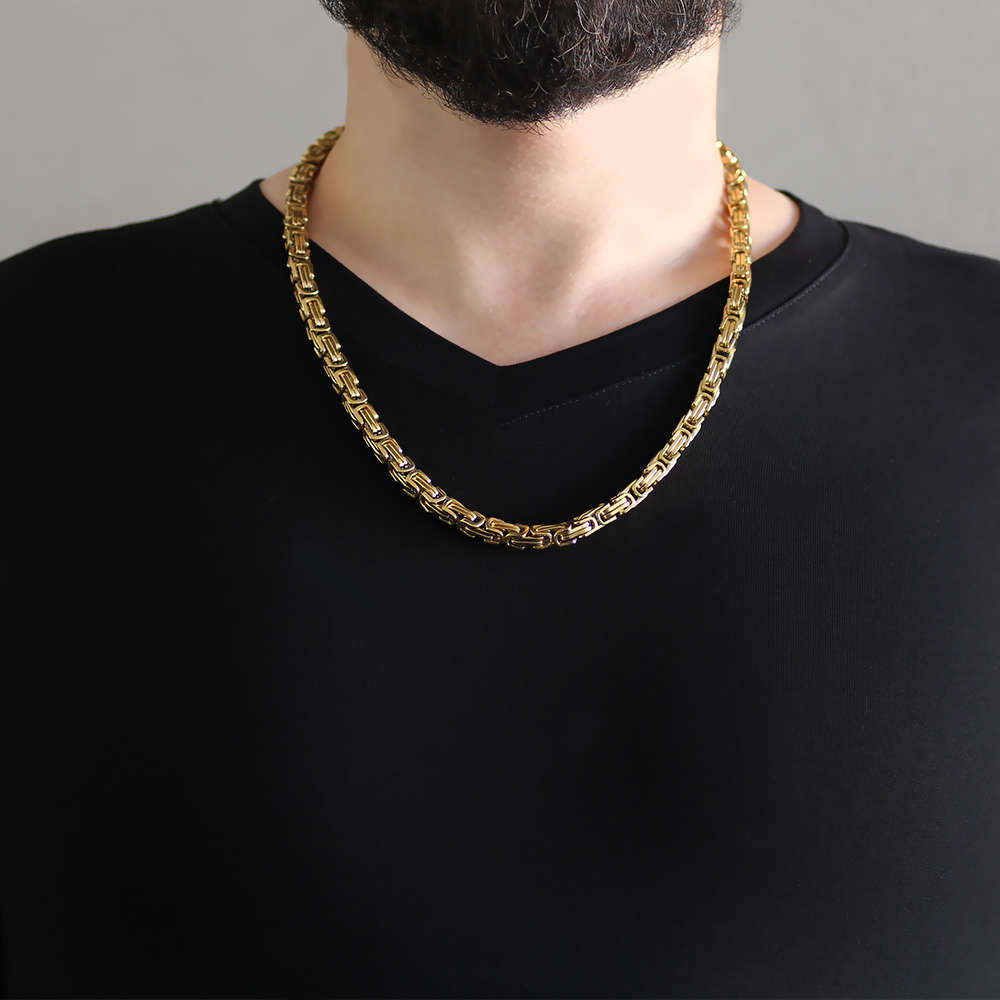 Gold Renk Ekstra Kalın Model 60 cm 317L Çelik Kral Zincir Kolye - 2