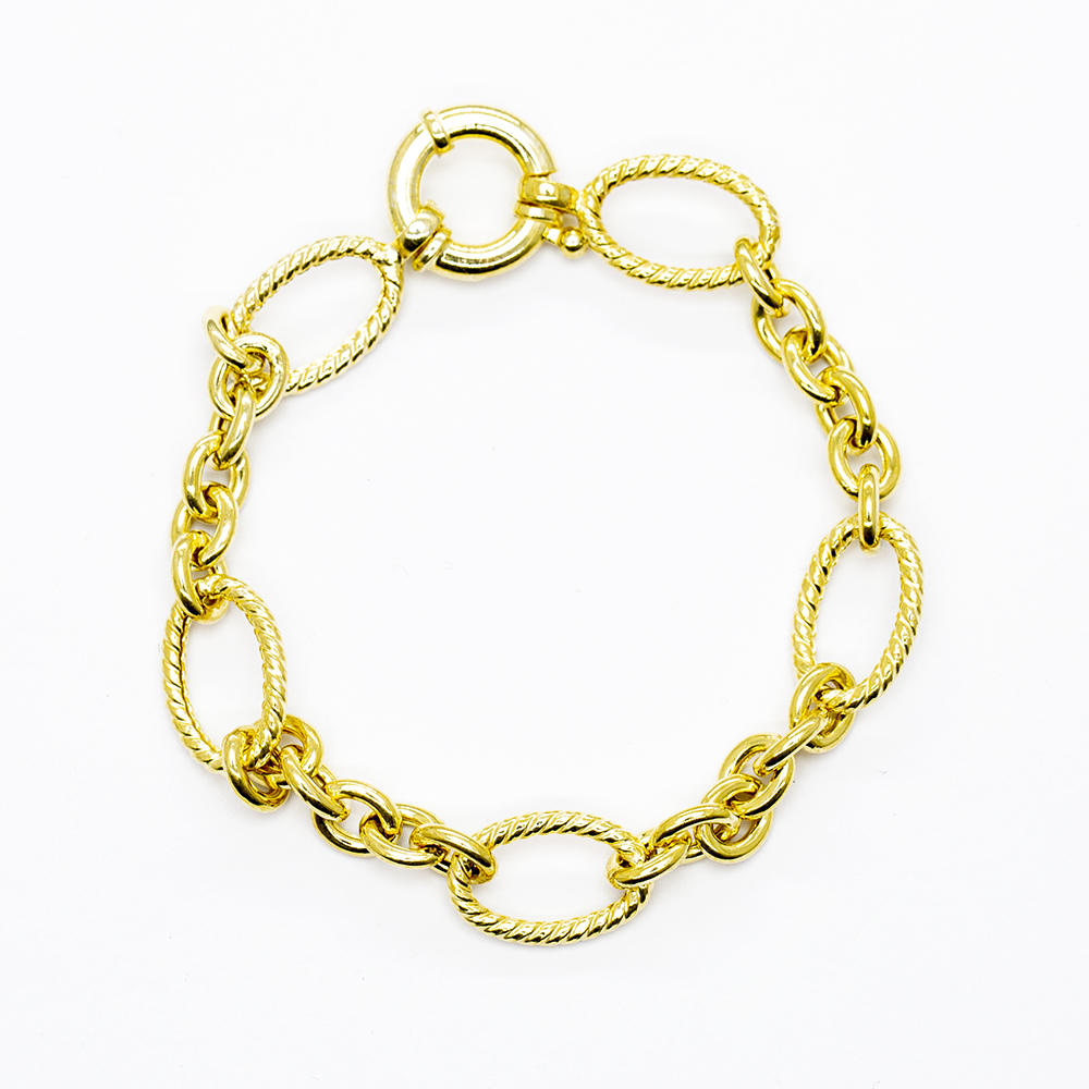 Altın Renk Halka Geçişli Halloy Model 925 Ayar Gümüş Kadın Bileklik - 2