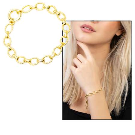 Altın Renk Halloy Model 925 Ayar Gümüş Kadın Bileklik - Tesbihane