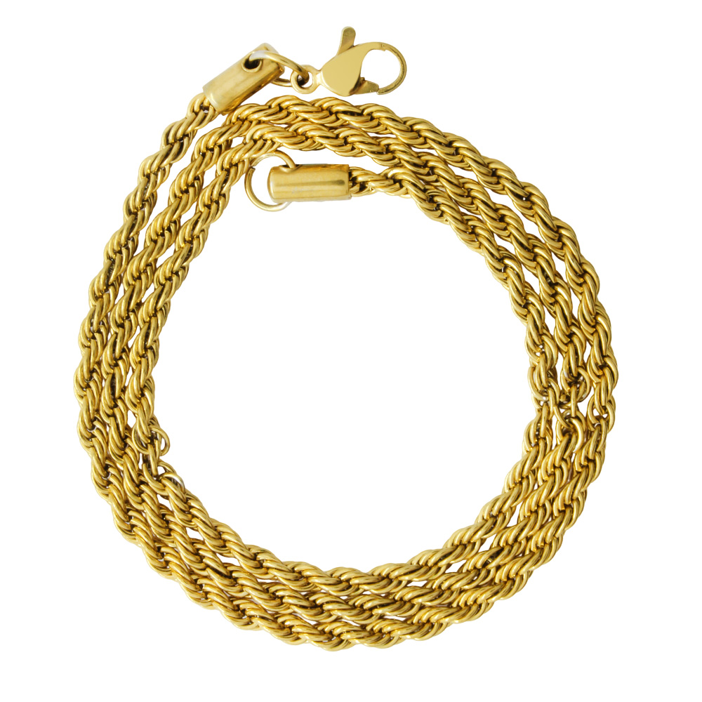 Gold Renk İnce Model Çelik Kadın Burma Zincir - 5