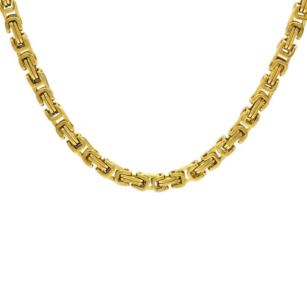 Gold Renk Kalın Model 60 cm 317L Çelik Kral Zincir Kolye - 4