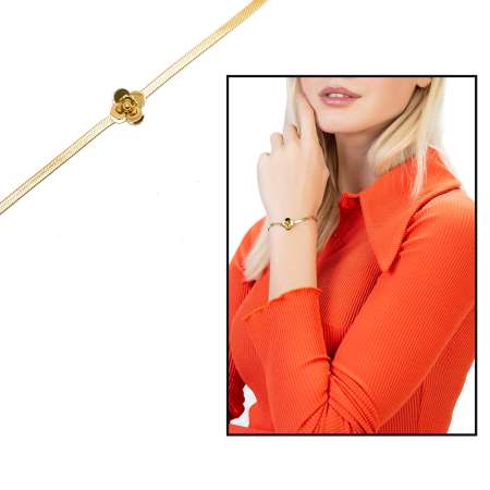 Altın Renk Kararmaz Metal Snake Zincirli Kır Çiçeği Tasarım Kadın Bileklik - Tesbihane