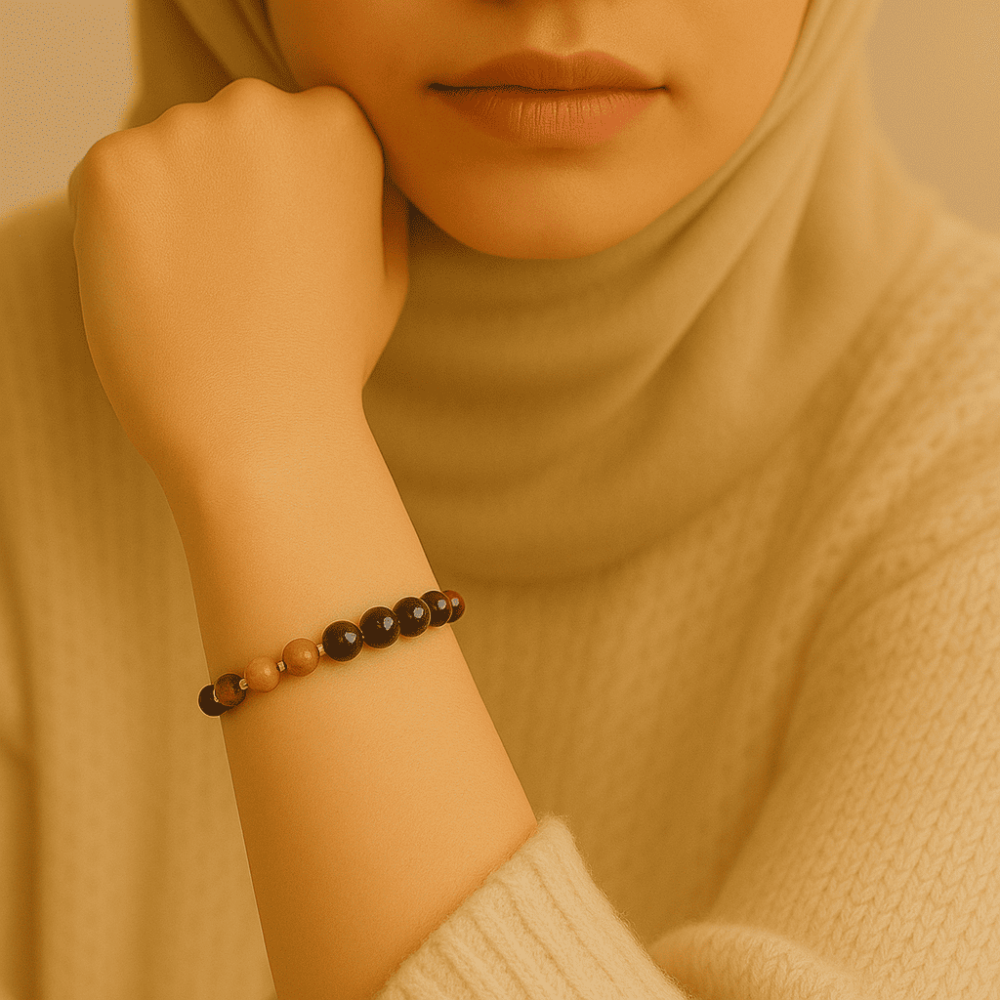 Gold Renk Metal Zincir Küre Kesim Çoklu Kaplan Gözü Doğaltaş Kombinli Kadın Enerji Bilekliği - 3