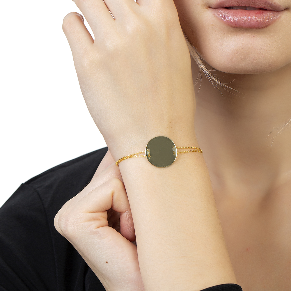 Altın Renk İsme Özel Yazılı 925 Ayar Gümüş Kadın Bileklik - 1