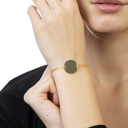 Altın Renk İsme Özel Yazılı 925 Ayar Gümüş Kadın Bileklik - Tesbihane