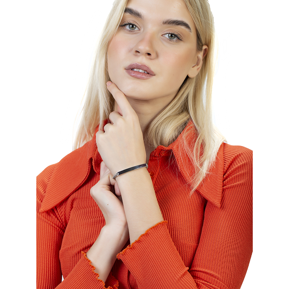 Gümüş Renk Kişiye Özel İsim Yazılı Çelik Kadın Box Zincir Bileklik - 3