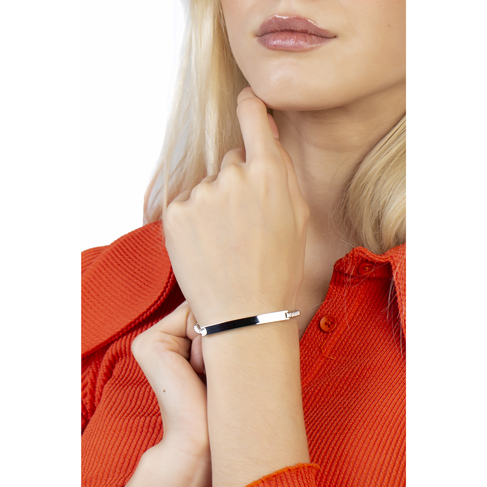 Gümüş Renk Kişiye Özel İsim Yazılı Çelik Kadın Box Zincir Bileklik - 5