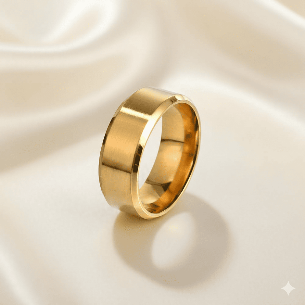 Altın Renkli 316L Kalite Paslanmaz Erkek Çelik Alyans Yüzük - 24 Ölçü - 3