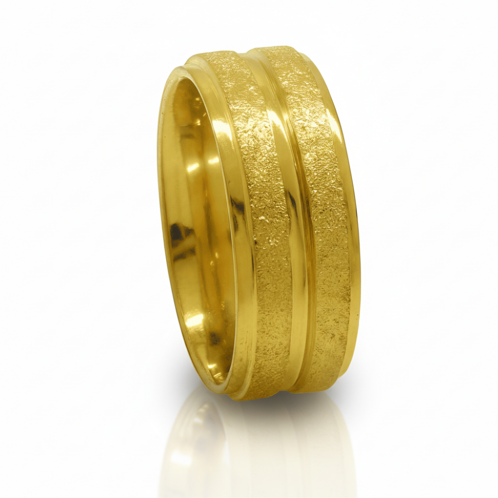 Altın Renk Modern Tasarım 316L Kalite Paslanmaz Kadın Çelik Yüzük Alyans - 18 Ölçü - 2