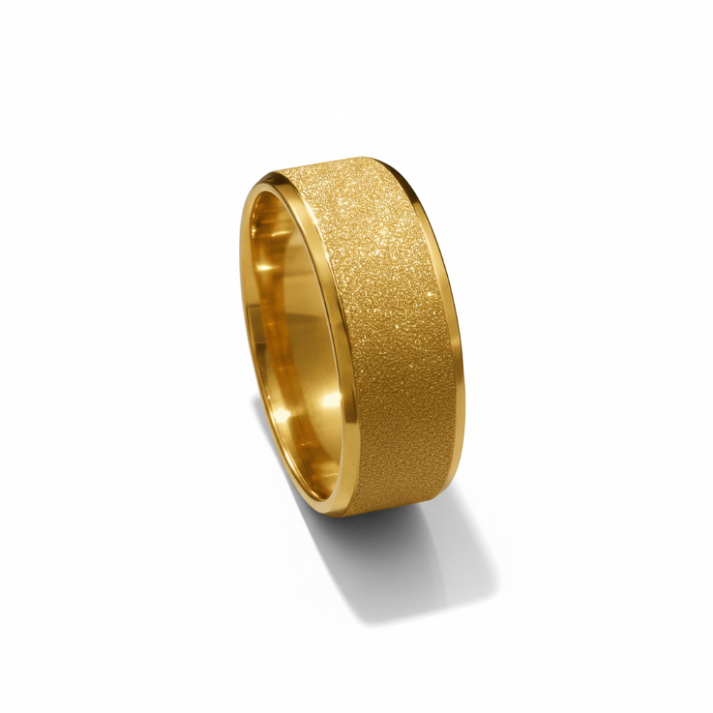 Altın Renk Zarif Tasarım 316L Kalite Paslanmaz Çelik Kadın Yüzük Alyans - 15 Ölçü - 5