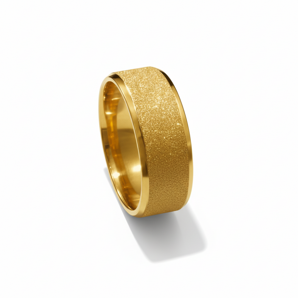 Altın Renk Zarif Tasarım 316L Kalite Paslanmaz Çelik Kadın Yüzük Alyans - 15 Ölçü - 4