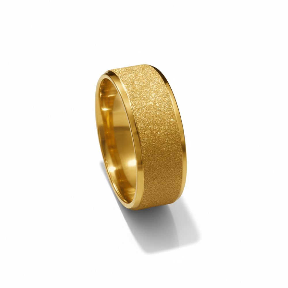 Altın Renk Zarif Tasarım 316L Kalite Paslanmaz Çelik Kadın Yüzük Alyans - 18 Ölçü - 4