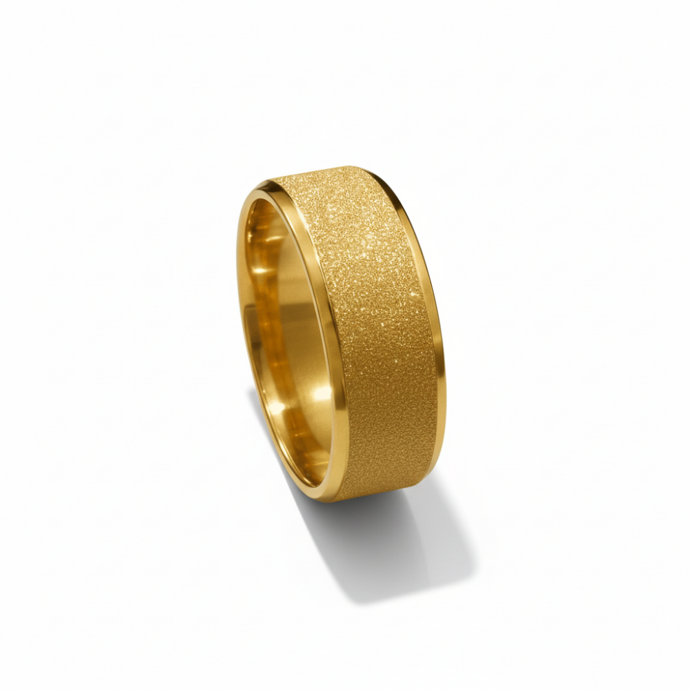 Altın Renk Zarif Tasarım 316L Kalite Paslanmaz Çelik Kadın Yüzük Alyans - 19 Ölçü - 5