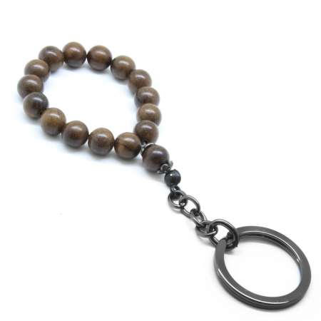 Gold Sand Naturel Wood-Black Çelik Kombinli Tesbih Anahtarlık - STOKYOK