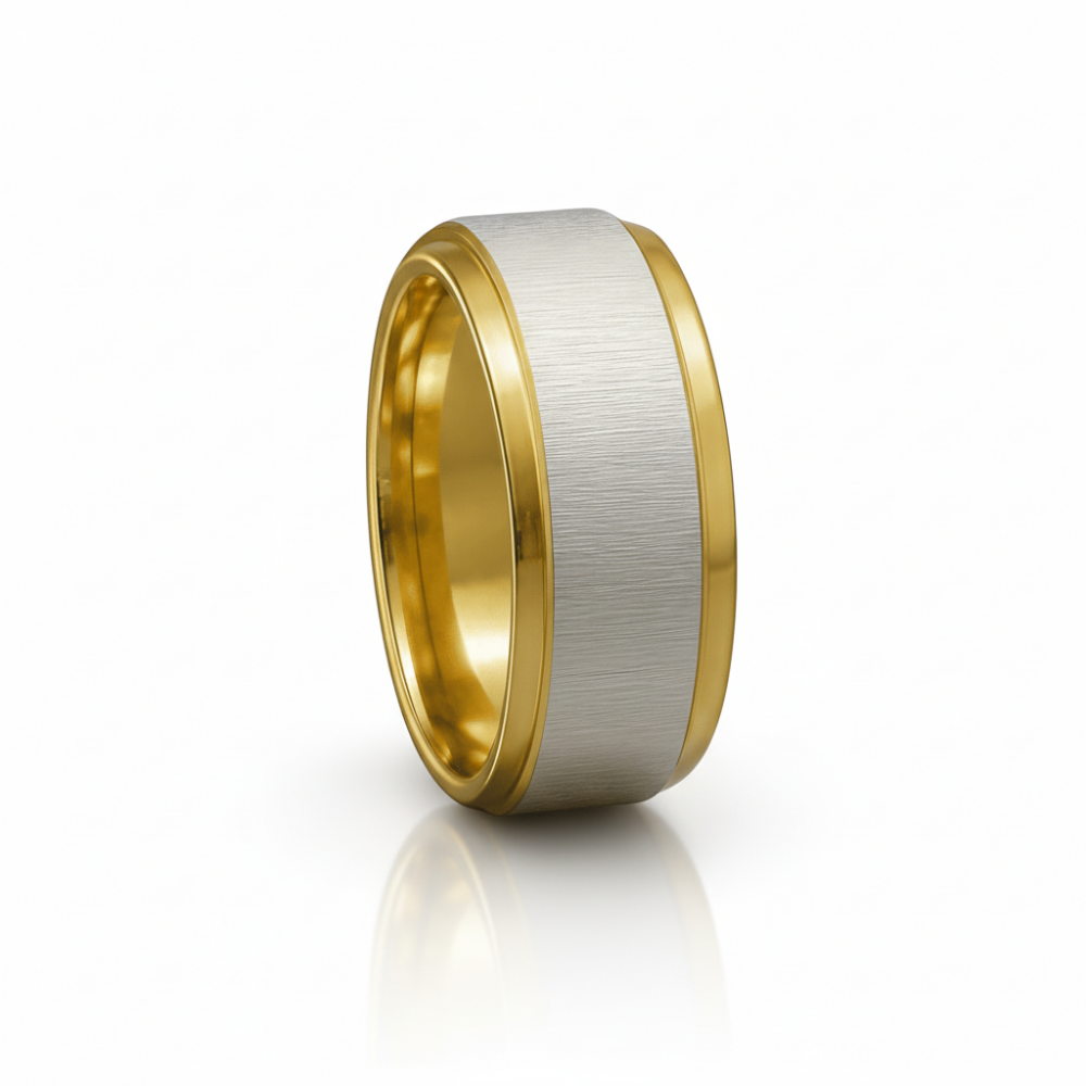 Altın ve Gümüş Renk 316L Kalite Paslanmaz Çelik Kadın Yüzük Alyans 27 Ölçü - 4