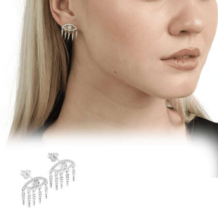 Göz Tasarım Gümüş Renk 925 Ayar Gümüş Kadın Küpe - Tesbihane