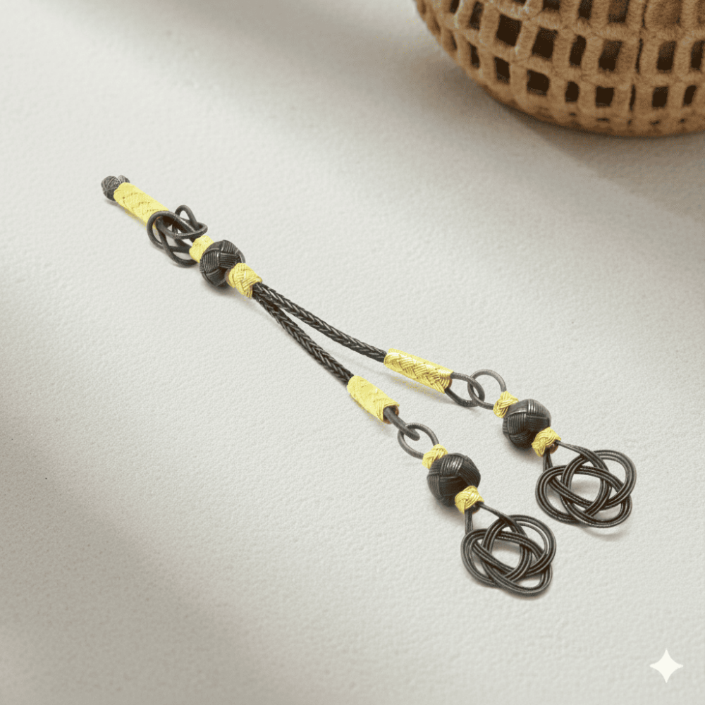 Oksitli Gümüş Renk 1000 Ayar Gümüş 2 li Kazaz Püskül - 1