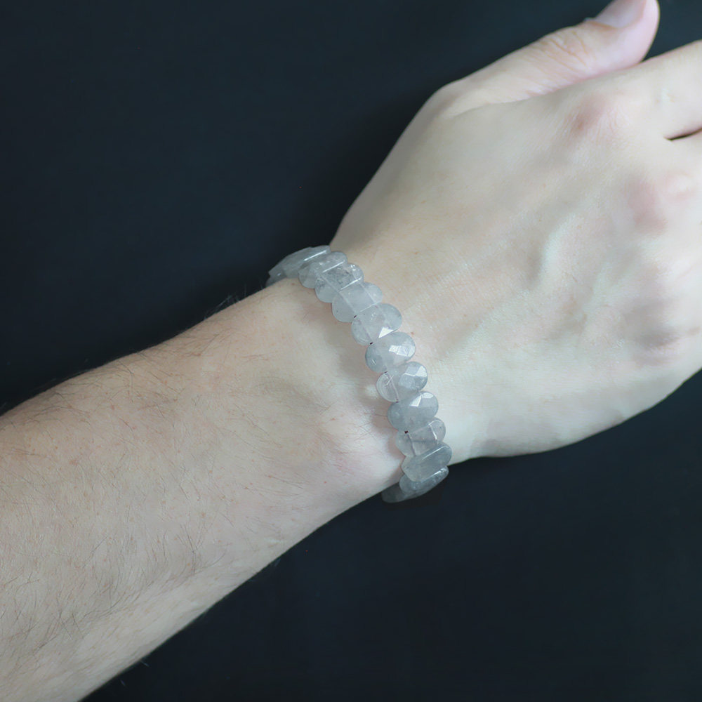 Gri Kristal Kuvars Doğaltaş Rolex Erkek Bileklik - 2