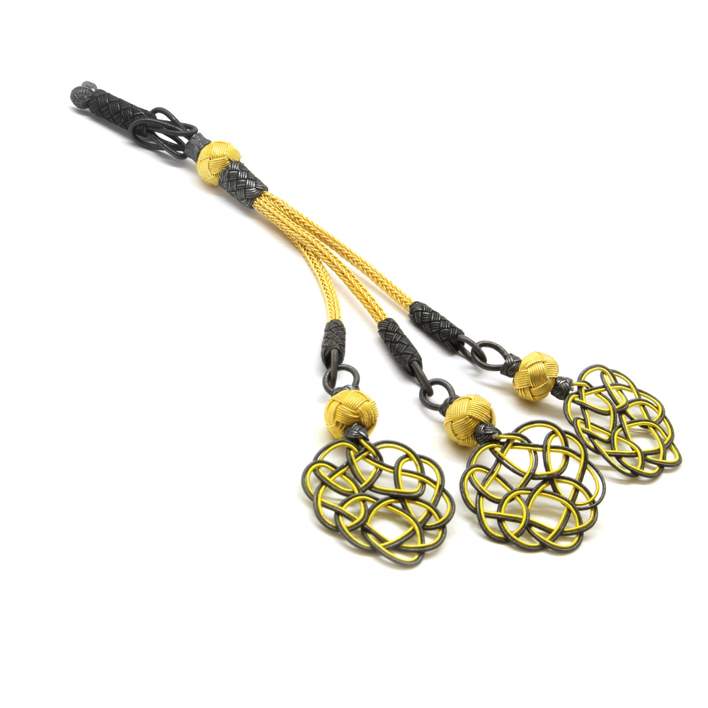 Gri Sarı Renk 1000 Ayar Gümüş 3 lü Kazaz Püskül - 2