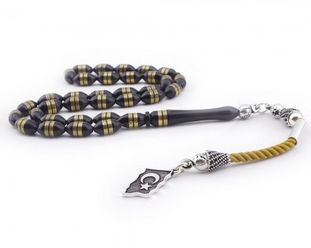 Gümüş Ayyıldız Püsküllü Sarı Pirinç Sarmallı Kuka Tesbih - Tesbihane